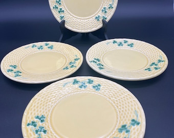 Shamrock Salad Plate Set 4 Pieces Bordallo Pinheiro Portugal Pottery