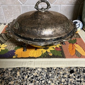 Vintage Silver Plated Serving Bowl with Lid: Flower Design, Pedestal Base