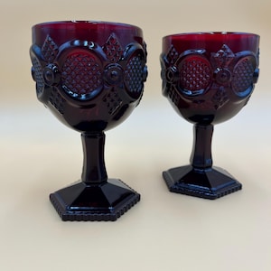 Vintage Avon Cape Cod Ruby Red Goblets - Set of 2