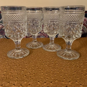 Vintage Wexford Glass Anchor Hocking 4 Piece Claret Wine Glass Set Vintage Glassware Replacement Glassware Christmas Glassware