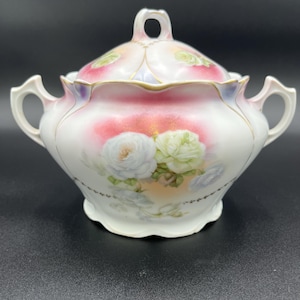 Antique Sugar Bowl Late 1800’s Sugar Bowl Floral Sugar Bowl Victorian Sugar Bowl Bavarian Sugar Bowl Friendship Gift Birthday Gift