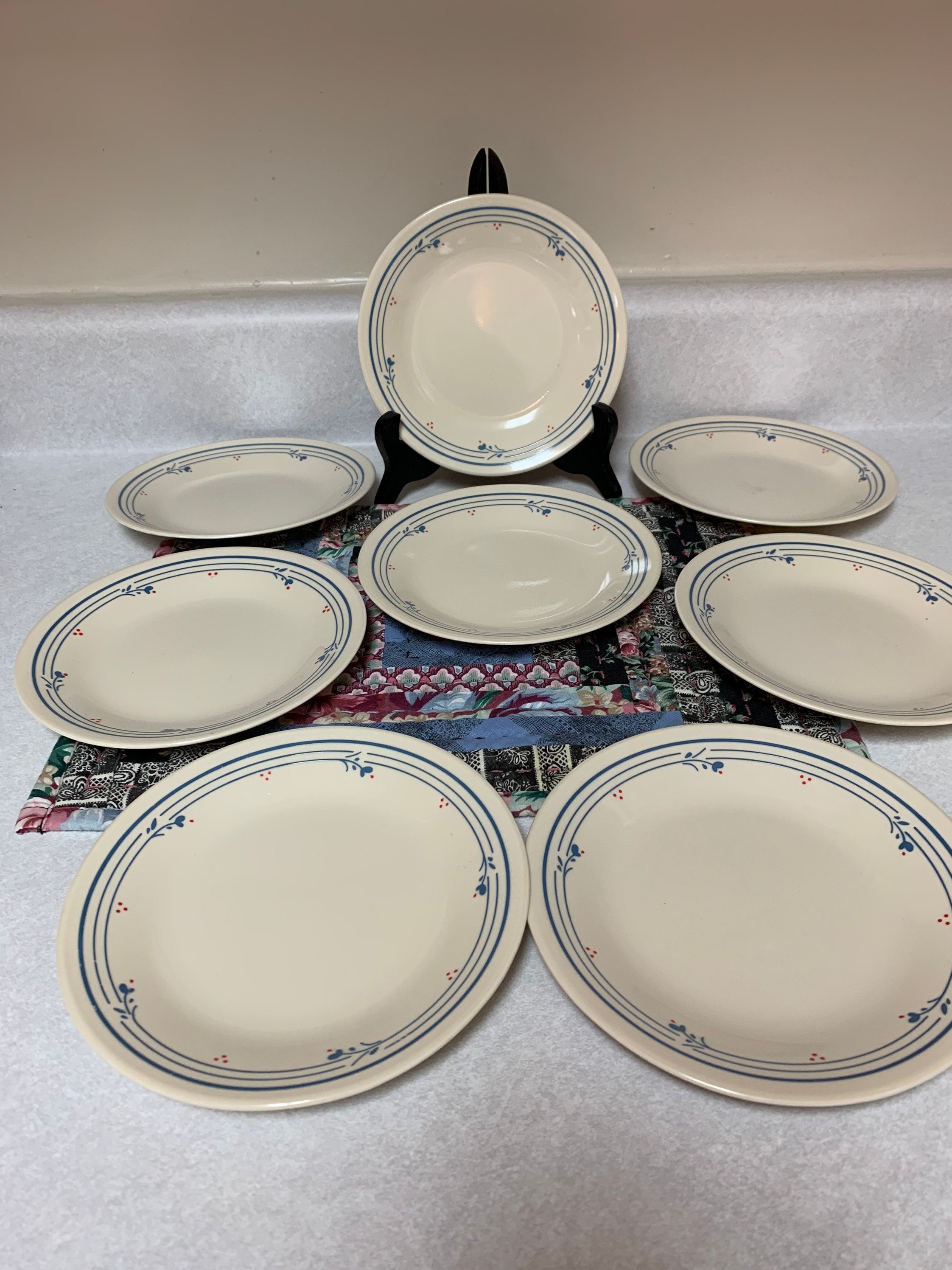 Vintage 80s Corelle Country Violets Livingware Dinnerware Pieces Plates  Bowls Dishes Retro Kitchen Blue Red Sold Individually Replacements 