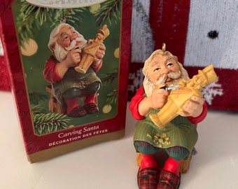 Vintage Hallmark Ornament Carving Santa Making a Toy Tree Ornament Friendship Gift Office Gift Christmas Gift Christmas Ornament