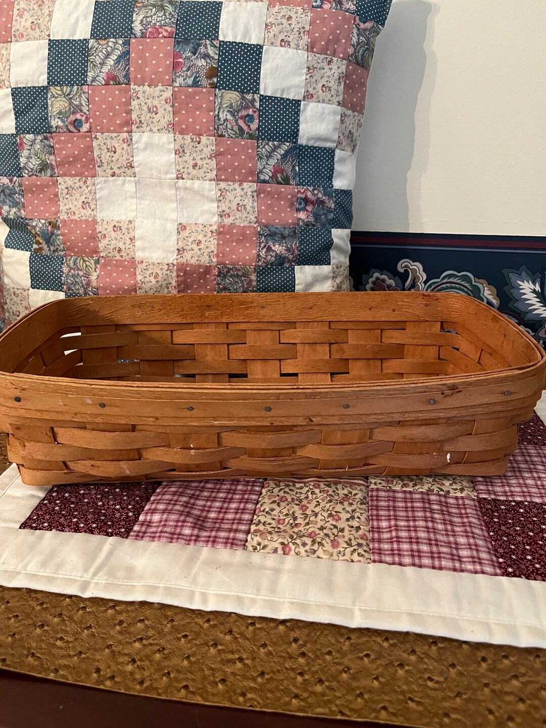 Vintage Longaberger Bread Basket Wooden Basket Woven Basket Friendship