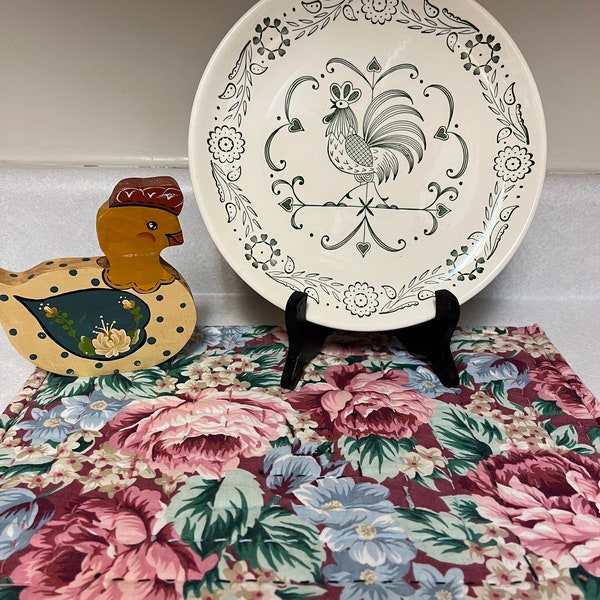 Vintage Provincial Green Rooster Dinner Plate Farm House Decor Housewarming Gift Friendship Gift Wedding Gift Vintage Dinnerware