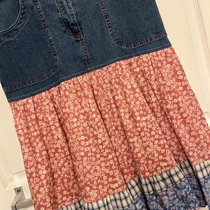 Denim Skirt Western Skirt Repurposed Blue Flower Denim Skirt Recycled Denim Skirt Ladies Size 0 Friendship Gift Birthday Gift Christmas Gif