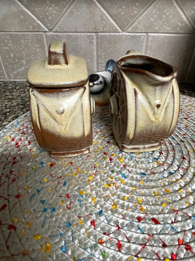 Vintage Frankoma Wagon Wheel Creamer and Sugar Bowl Set Etsy