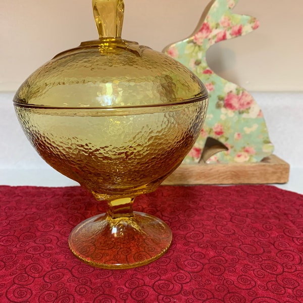 Vintage Amber Glass Candy Dish With Lid Vintage Candy Bowl Housewarming Gift Friendship Gift Birthday Gift Christmas Gift