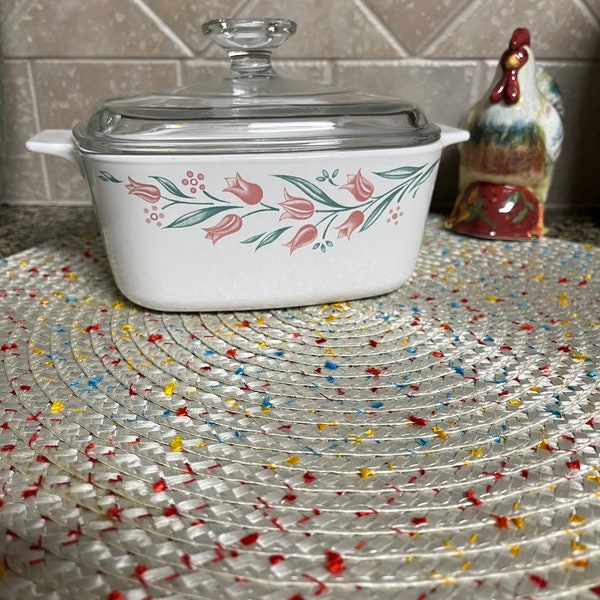 Vintage Corning Ware Rosemarie Covered Casserole Baking Dish 1 1/2 Quart Wedding Gift Friendship Gift Housewarming Gift