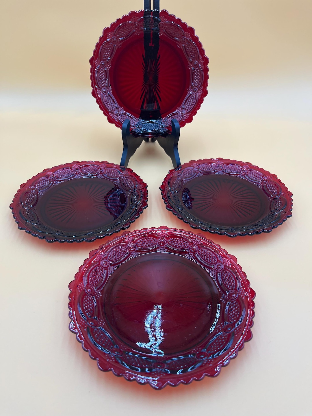Vintage Avon Cape Cod Ruby Red Dessert Plates - Set of 4 - Etsy