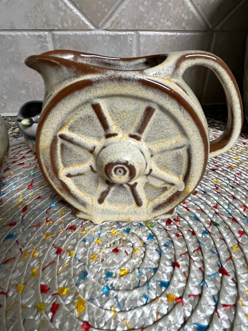 Vintage Frankoma Wagon Wheel Creamer and Sugar Bowl Set Etsy