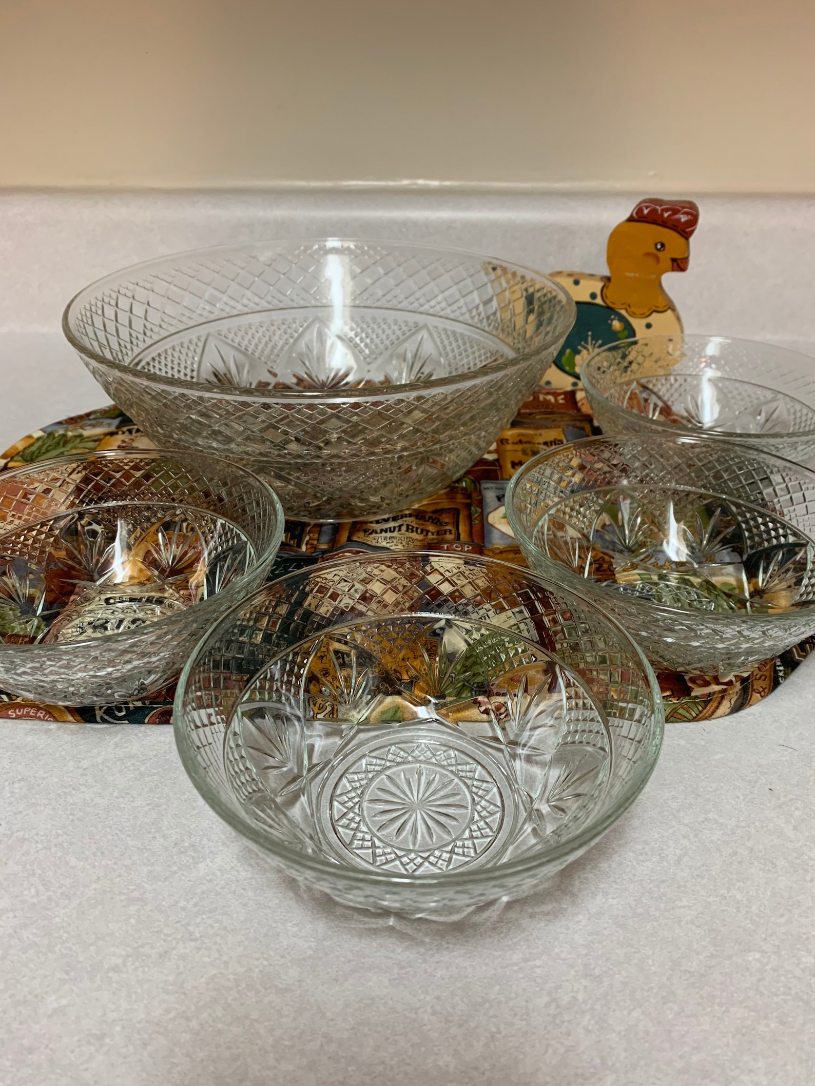 Vintage Clear Glass Berry Bowl Serving Set 5 Piece Set Made In Etsy 日本