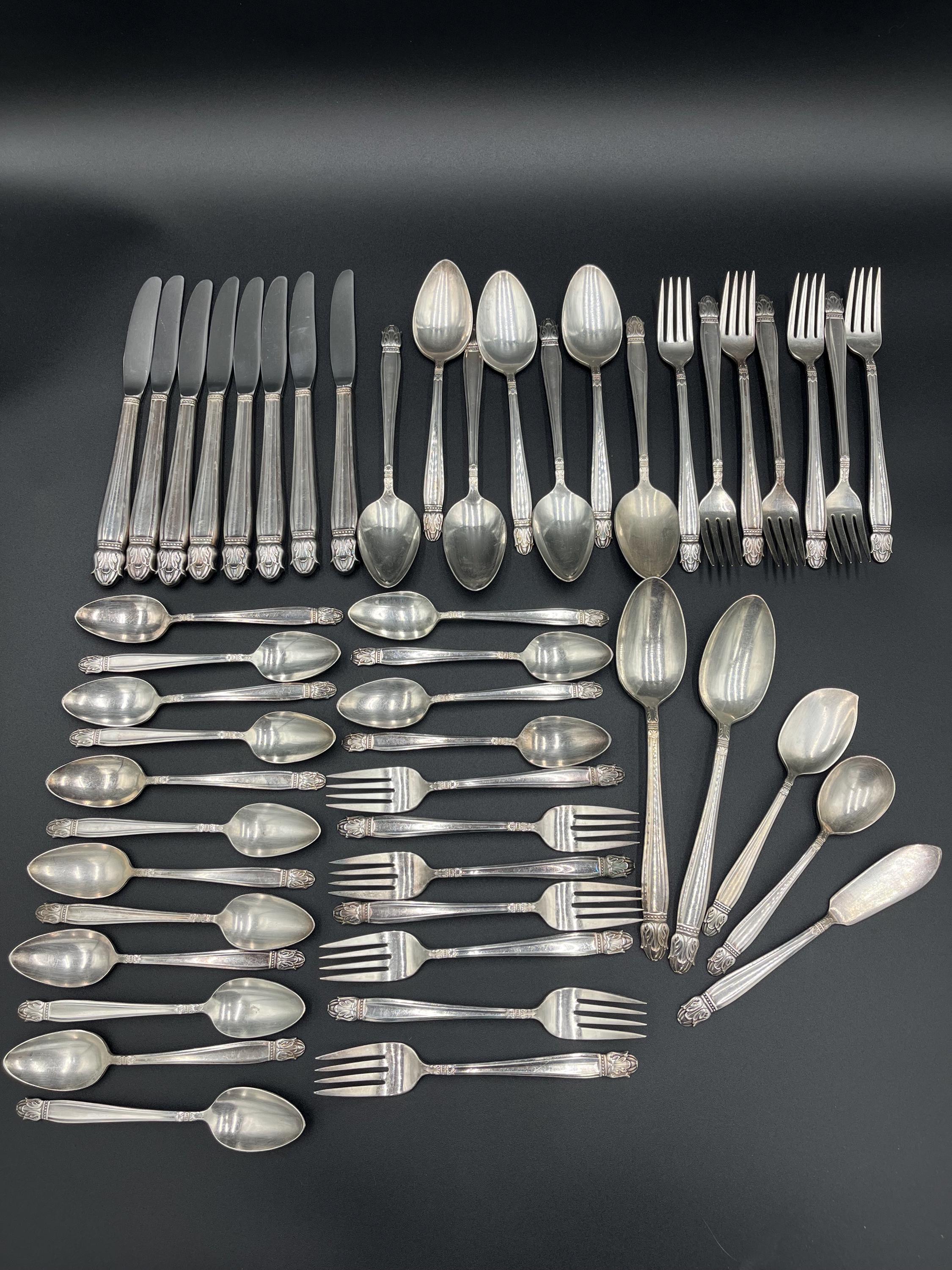Vintage Danish Princess Silverware Set: 50-piece Silver Plated
