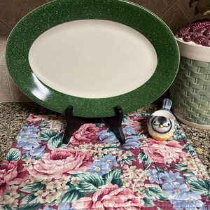 Vintage Homer Laughlin China Platter Green Speckled Rim Heavy Duty Restaurant Weight China Housewarming Gift Birthday Gift Christmas Gift