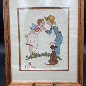 Counted Cross Stitch Picture Boy and Girl Norman Rockwell Romantic Counted Cross Stitch Birthday Gift Valentines Gift Wedding Gift