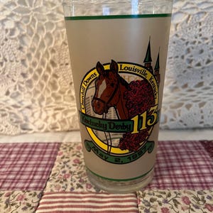 Kentucky Derby Glass 1987 113th Kentucky Derby Horse Race Glass Barware Friendship Gift Birthday Gift Housewarming Gift Horse Lover Gift