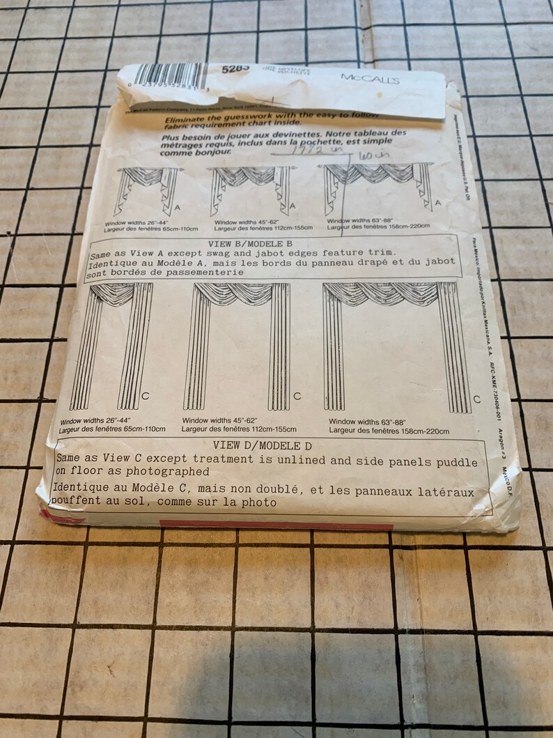 Vintage Pattern McCalls 5283 Curtain Sewing Pattern Vintage Curtain Pattern