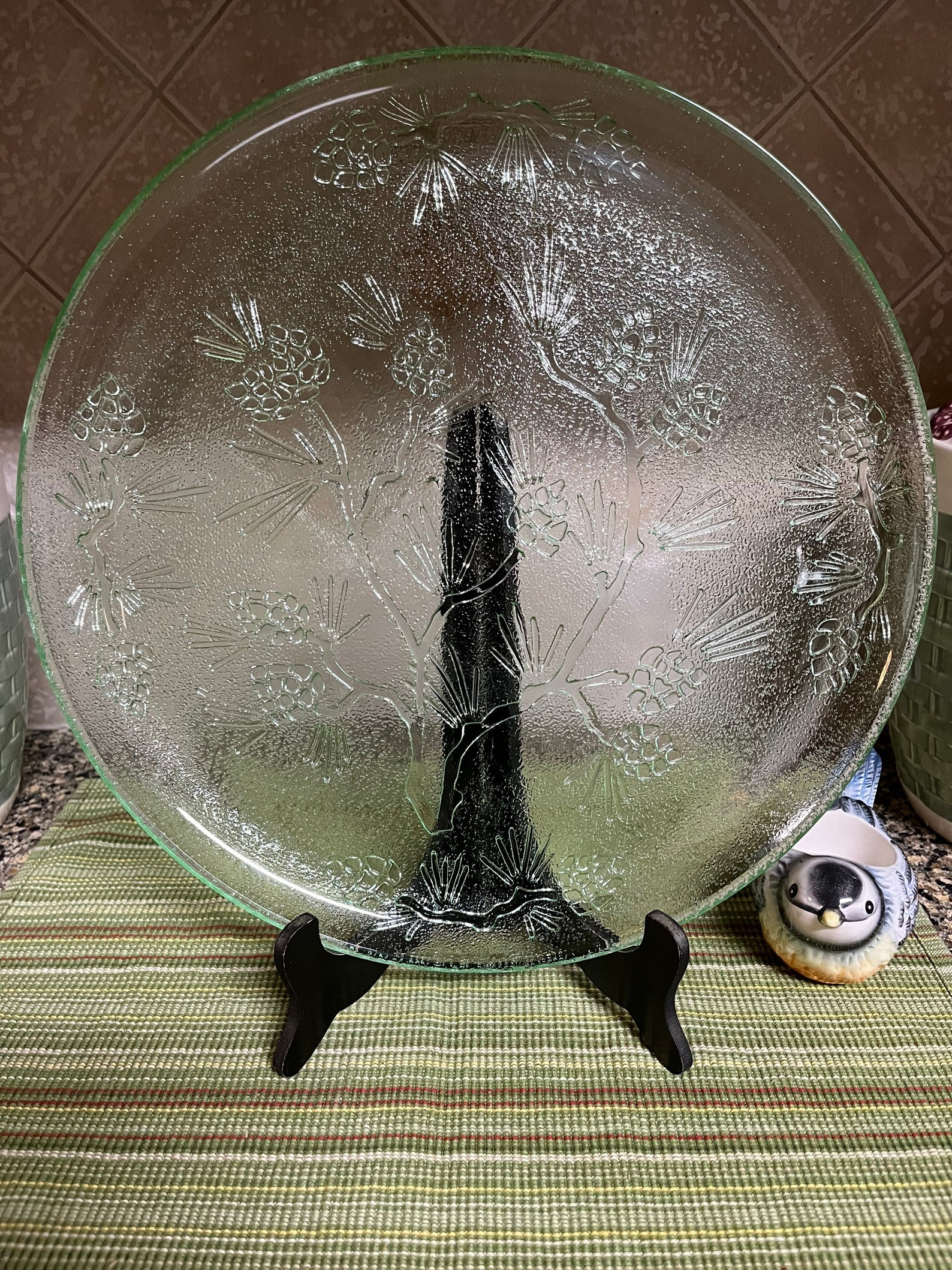 Vintage Tiara Glass Ponderosa Pine Platter Serving Platter Etsy