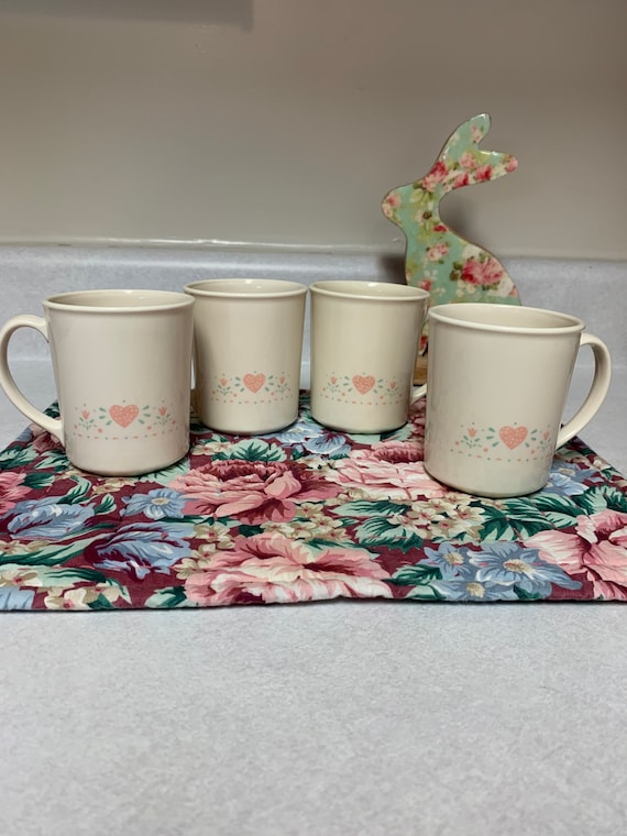 Vintage Corelle Forever Yours 4 Piece Mug Set Coffee Mug Set Hot Chocolate Mug Set Friendship Gift Birthday Valentines Gift Etsy