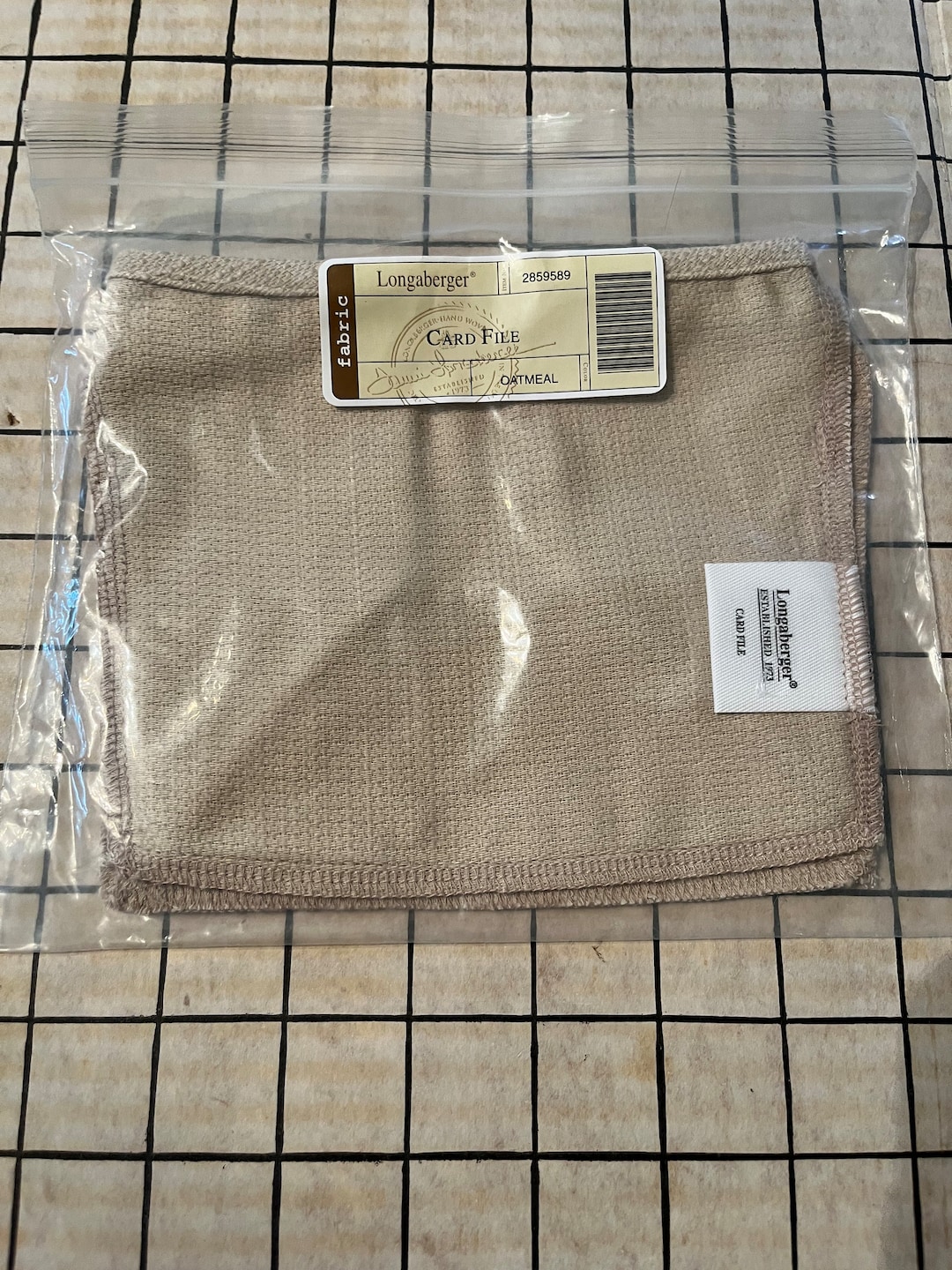 Longaberger Card File Fabric Basket Liner Oatmeal Home Decor Oatmeal