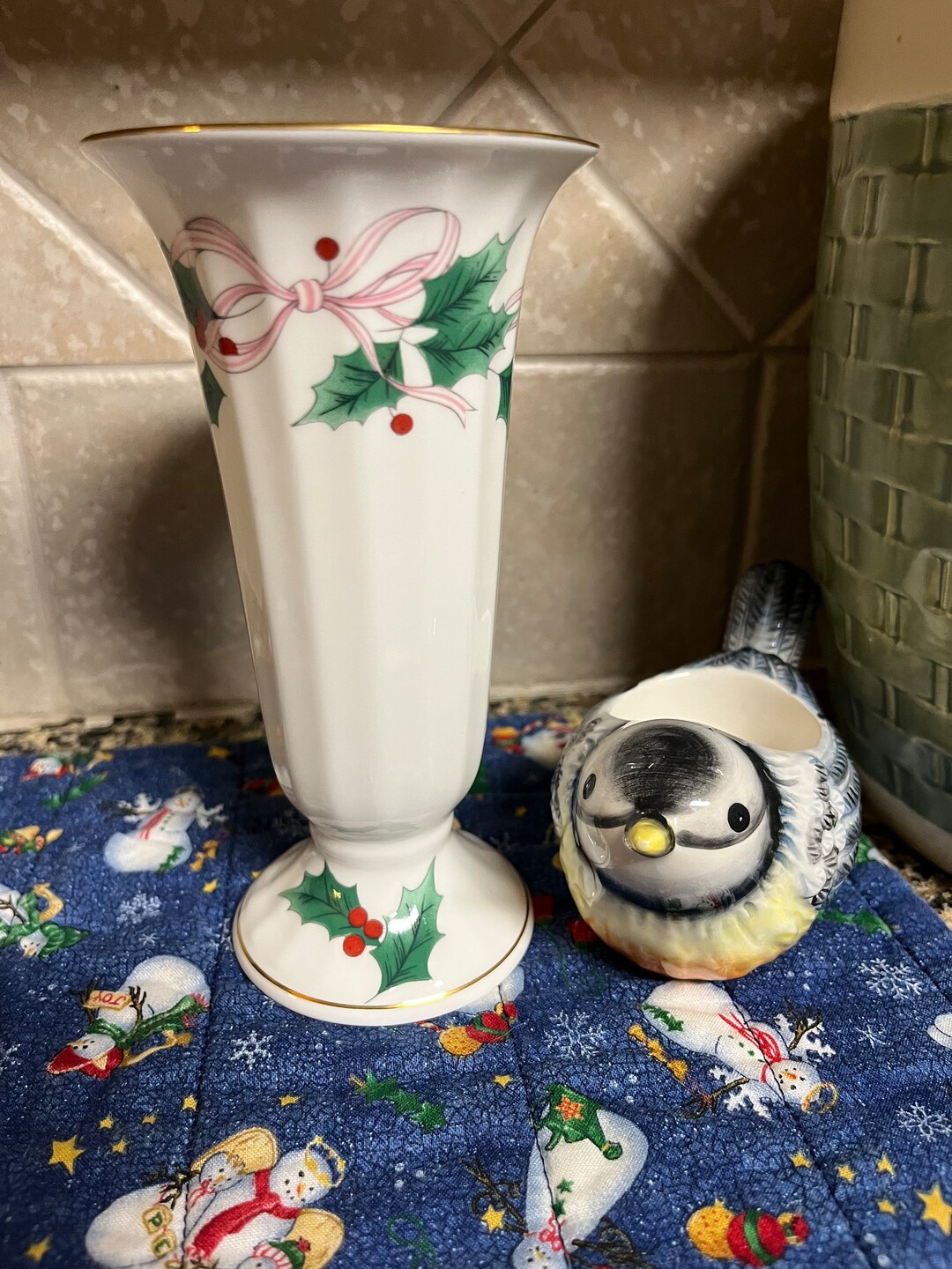 Vintage Mikasa Holly Ribbon Vase Christmas Vase Holly Vase Etsy