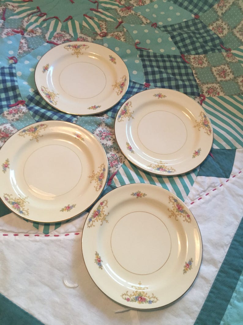 Vintage 4 Piece Bread And Butter Plate Set Rochelle N1591 Etsy