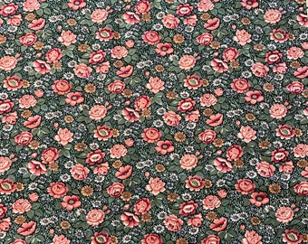 Green Floral Calico Fabric 2 Yards X 42” Wide Fabric Flower Fabric Sewing Fabric Craft Fabric Quilt Fabric Home Decor