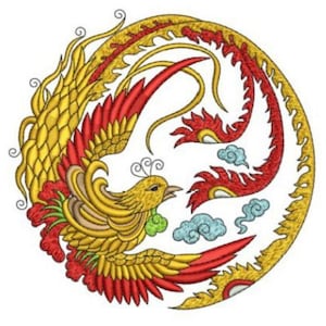 Phoenix Embroidery Pattern Phoenix Embroidery File Phoenix Bird Machine Embroidery Designs Phoenix Red Phoenix Digital Design PES DST File
