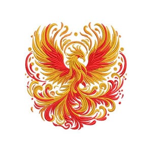 Phoenix Embroidery Pattern Phoenix Embroidery File Phoenix Bird Machine Embroidery Designs Phoenix Red Phoenix Digital Design PES DST File