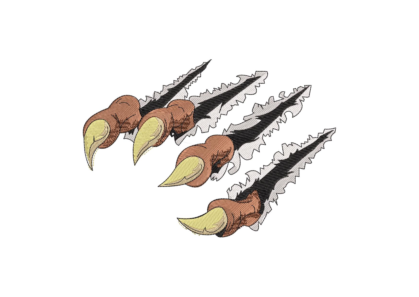 Tiger Claws Real Scratches Embroidery Designs 3 Sizes INSTANT