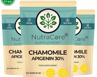 Chamomile (Apigenin 30%) Capsules 6000mg Clean Extract Natural Supplement High Potency  Vegan-NutraCore
