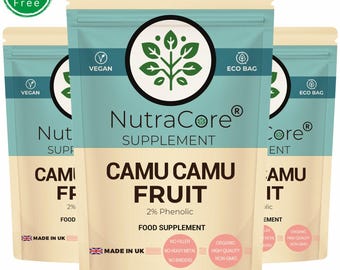 Cápsulas de fruta de camu camu de 6000 mg: suplemento vegano a base de plantas