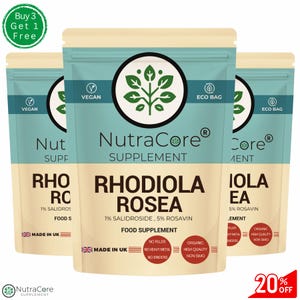 Cápsulas de Rhodiola Rosea de 6000 mg, polvo natural limpio y ecológico, los mejores suplementos veganos de origen vegetal - NutraCore