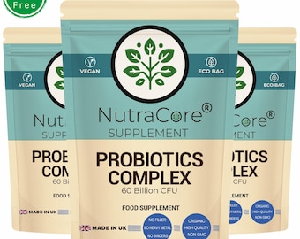 Complejo Probiótico: 60 mil millones de UFC, suplemento vegano a base de plantas