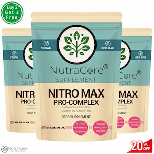 Cápsulas Nitro Max Pro Complex: polvo natural, limpio y ecológico. Los mejores suplementos veganos de origen vegetal - NutraCore