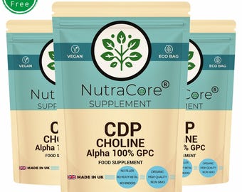 CDP Choline Alpha 100% GPC Capsules 600mg | High-Grade Natural Powder | Vegan & Eco-Conscious Supplement – NutraCore