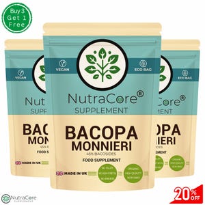 Bacopa Monnieri Capsules 5000mg High Potency Natural Bacopa Monnieri Powder Eco-friendly Supplements Plant-based Holistic Health-NutraCore