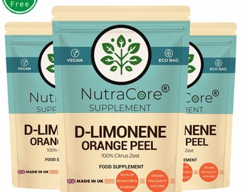 Cápsulas de D-limoneno de 550 mg / Polvo de D-limoneno natural de alta calidad / Suplemento vegano y ecológico – NutraCore