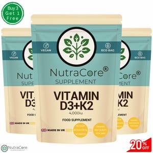 Vitamin D3 K2 Capsules: 4000 IU Plant-Based Vegan Supplements