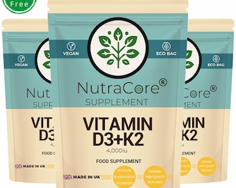Vitamin D3 K2 Capsules: 4000 IU Plant-Based Vegan Supplements