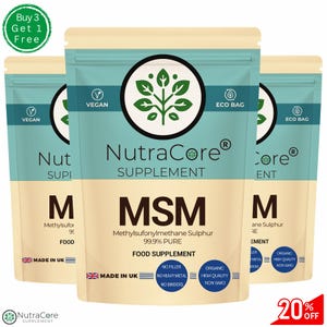 Cápsulas de MSM de 700 mg, polvo natural limpio, ecológico, los mejores suplementos veganos de origen vegetal - NutraCore