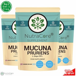 Cápsulas de Mucuna Pruriens, polvo natural 99 % limpio, ecológico, los mejores suplementos veganos de origen vegetal - NutraCore