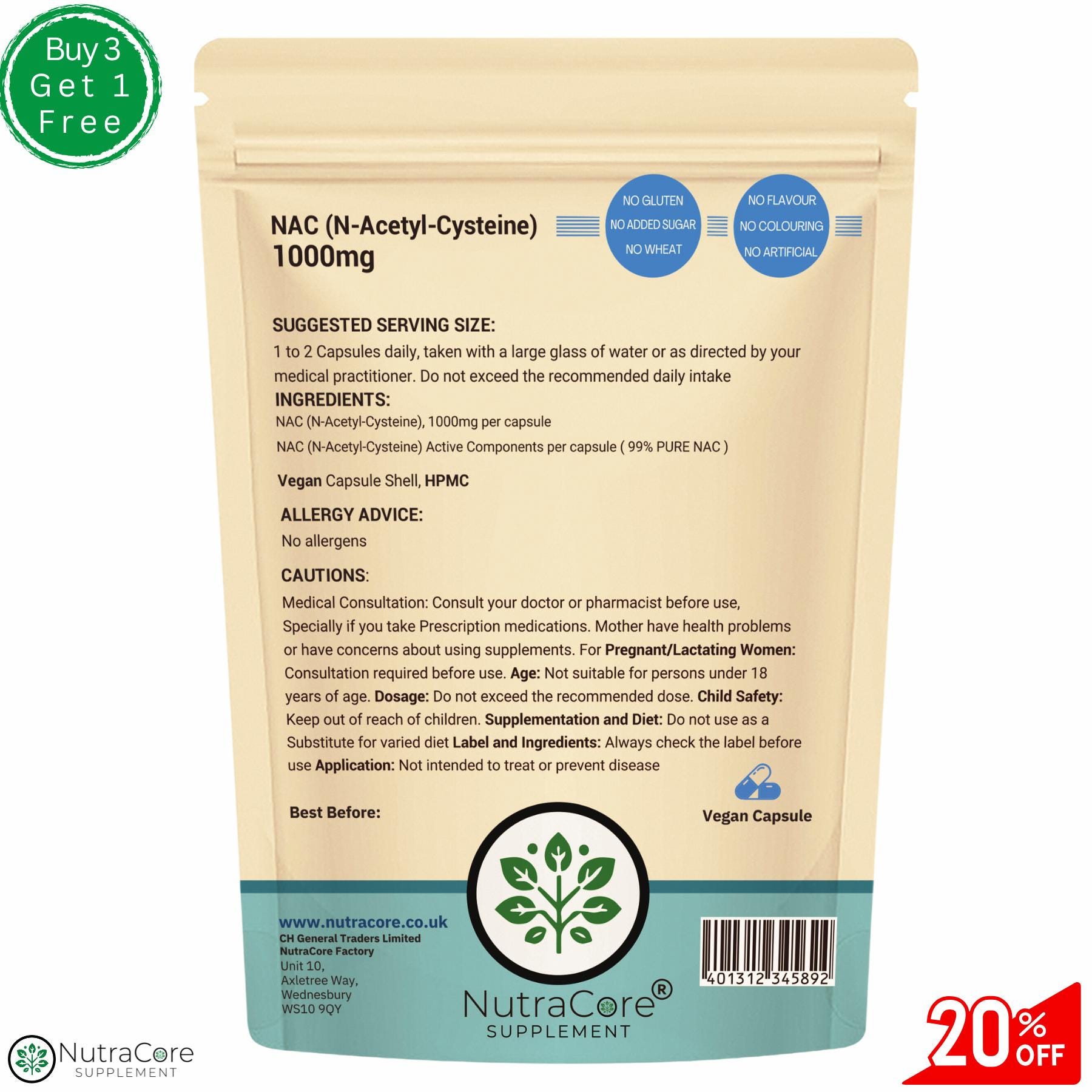 NAC N Acetyl Cysteine Powder 1000mg Clean NAC Capsules Eco-friendly ...