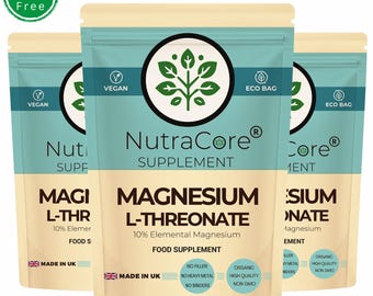Magnesium L-theronaat 550 mg zeer biologisch beschikbaar magnesium Schoon Veganistische supplementen Milieuvriendelijk holistisch gezondheid- NutraCore
