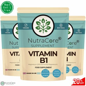 Cápsulas de vitamina B1 de 300 mg, polvo natural limpio, ecológico, los mejores suplementos veganos de origen vegetal - NutraCore
