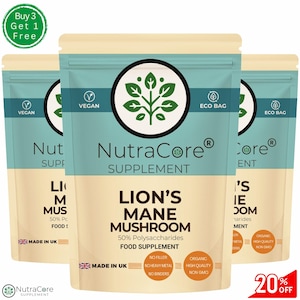Capsule di fungo criniera di leone 5000 mg di estratto di criniera di leone naturale e pulito, integratori vegani ecologici a base vegetale - NutraCore