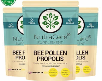 Bee Pollen Propolis Capsules 600mg: Natural Vegan Supplement