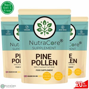 Cápsulas de polen de pino de 8000 mg, polvo natural limpio y ecológico, los mejores suplementos veganos de origen vegetal - NutraCore