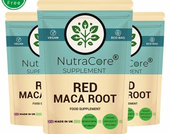 Red Maca Root Capsules 12000mg  Natural Clean Powder Vegan Supplements-NutraCore