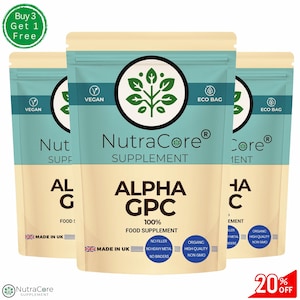 Cápsulas Alpha 100% GPC 500 mg de alta potencia, limpias y naturales. Los mejores suplementos veganos ecológicos. Salud holística de origen vegetal - NutraCore.